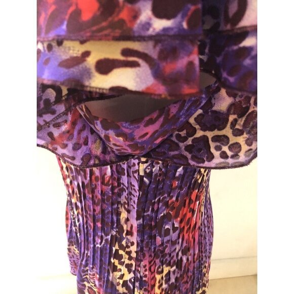 NOTATIONS Women Size Large Multicolor round collar Short Sleeve Blouse stretch - Picture 4 of 7